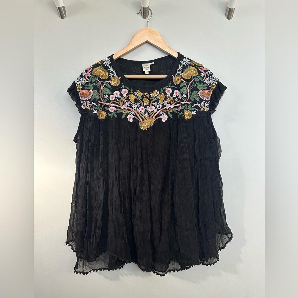 Black embroidered blouse | Seen Worn Kept by Anthropologie